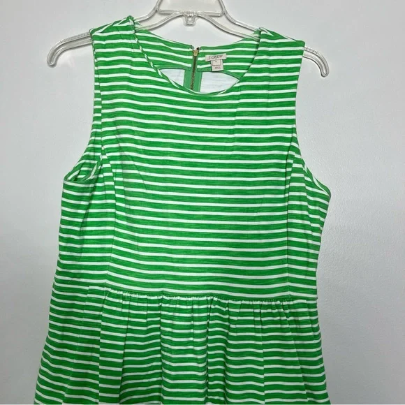 J. Crew Factory Green and White Stripe Sleeveless Exposed Zipper Dress Size XL - Picture 3 of 9